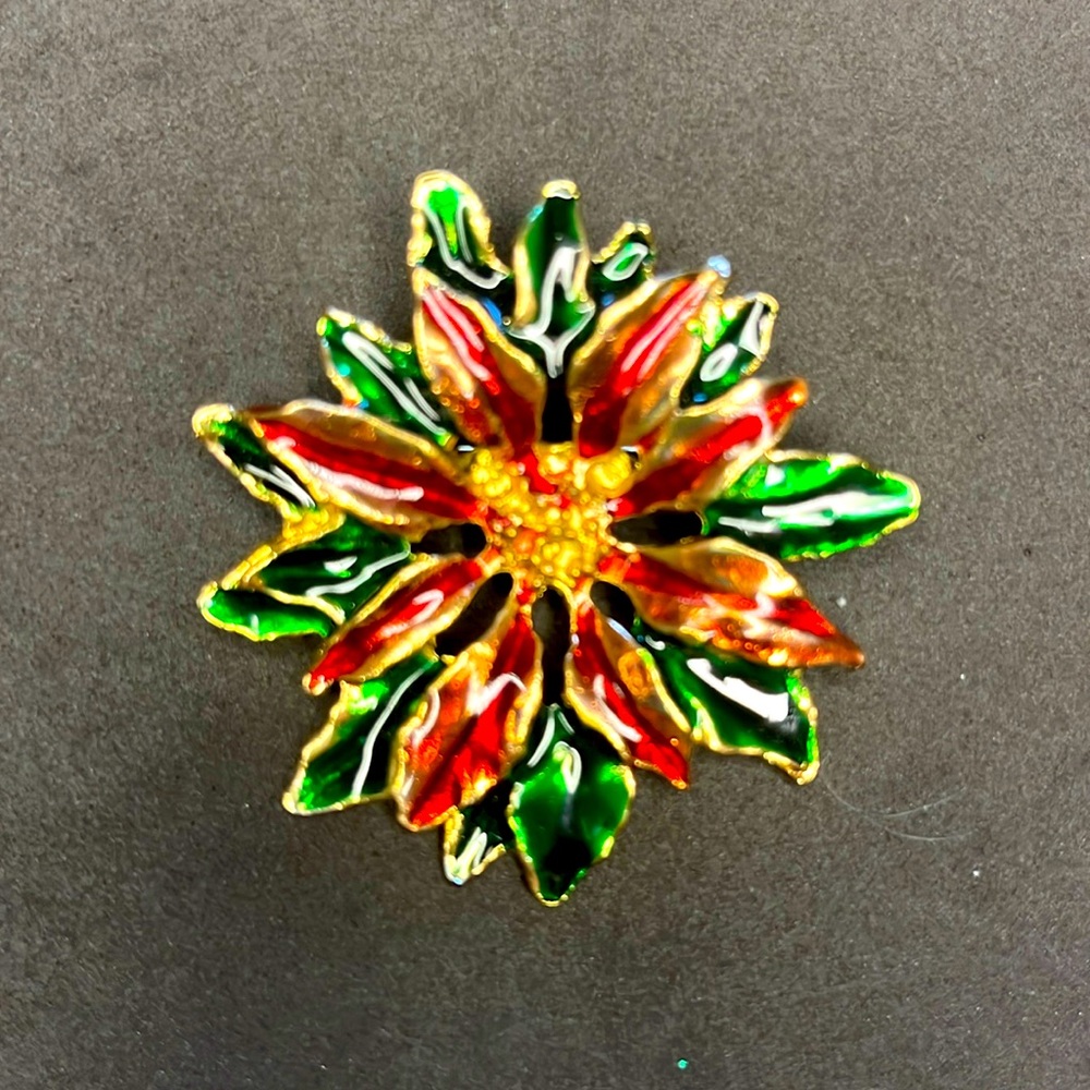Holiday Red and Green Brooch